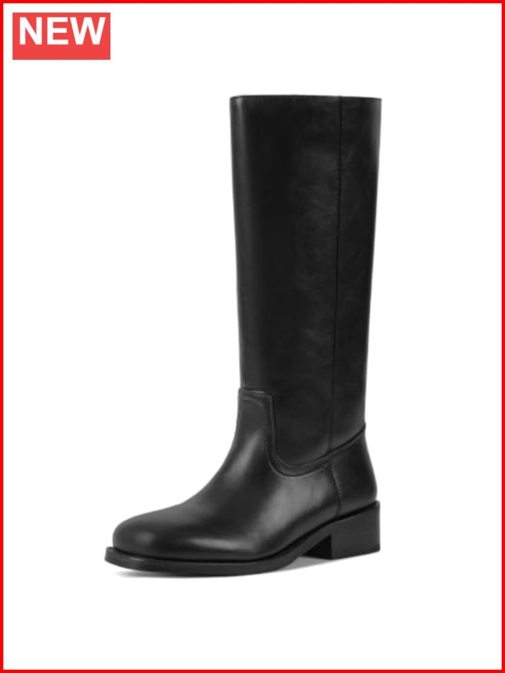 PU Leather Knee High Boots Women Wide Calf Platform Chunky Heel